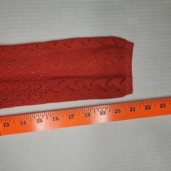 Anthropologie Knitted & Knotted Cardigan Coral Small Linen Blend Lagenlook Beach - Picture 6 of 8